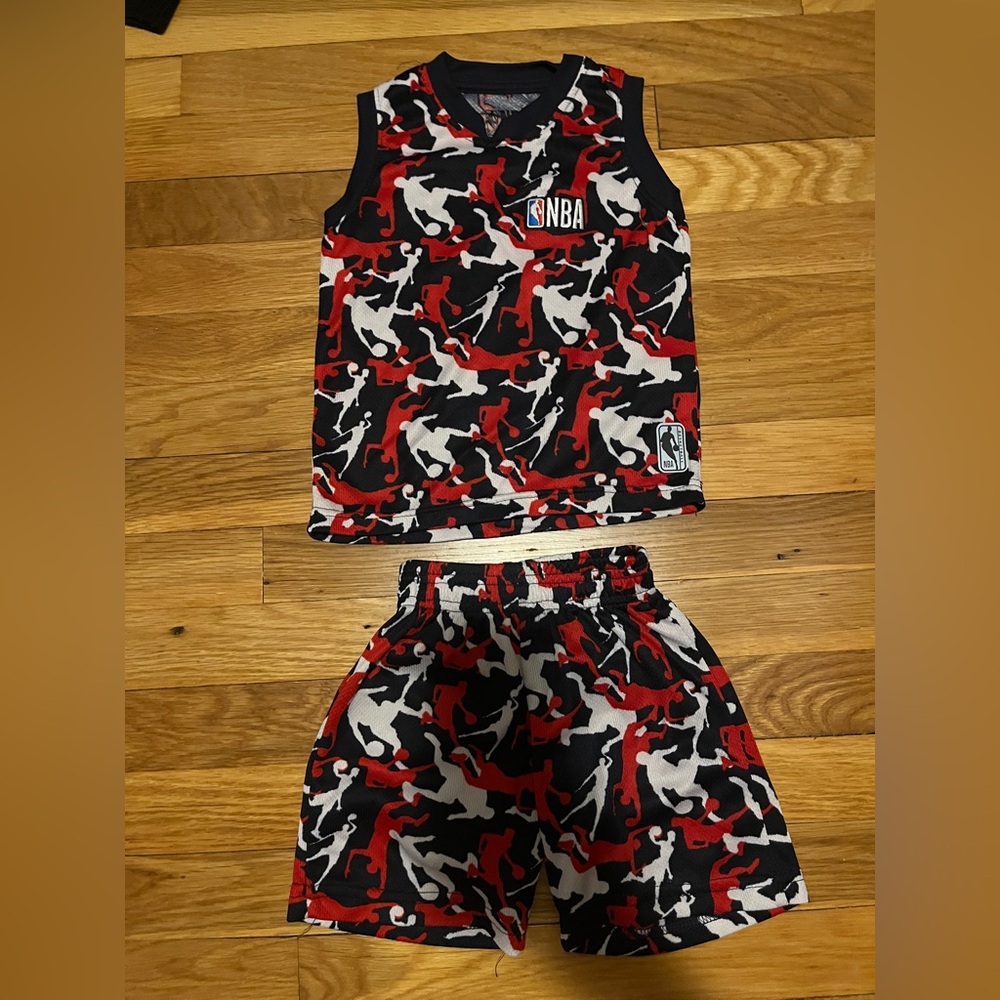 NBA Red and Black Camo Tank and Shorts
